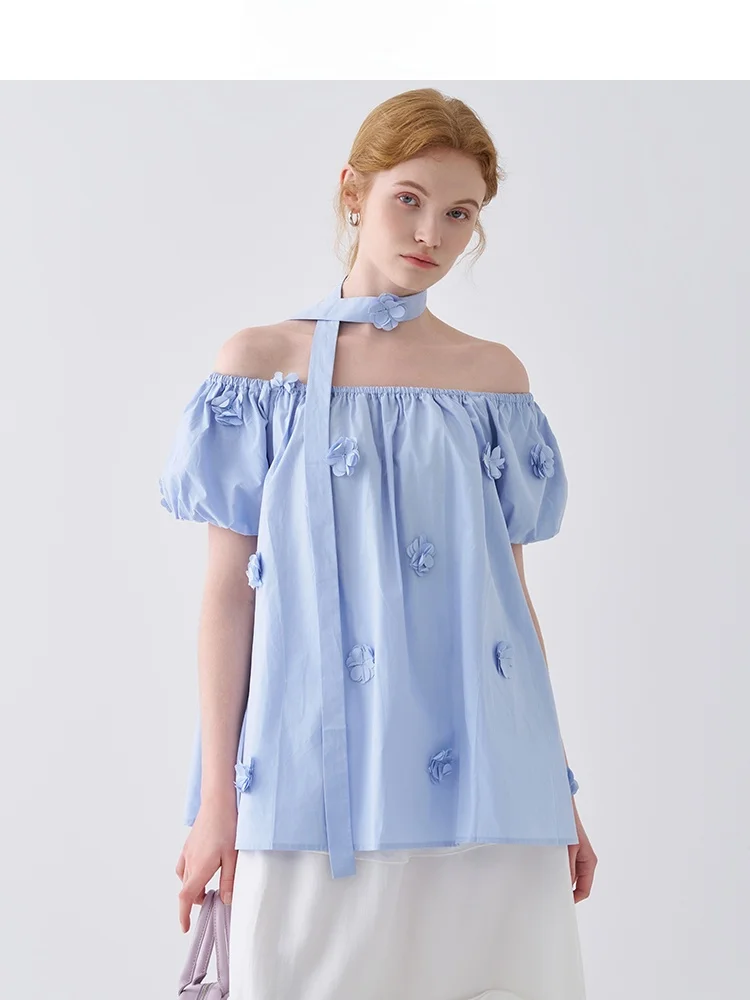 Синяя цветочная блузка с одним открытым плечом, женская, летняя коллекция 2025, элегантная, из 100% хлопка, свободного кроя, с коротким рукавом
Синяя цветочная блузка с одним открытым плечом, женская, летняя коллекция 2025, элегантная, из 100% хлопка, свободного кроя, с коротким рукавом
