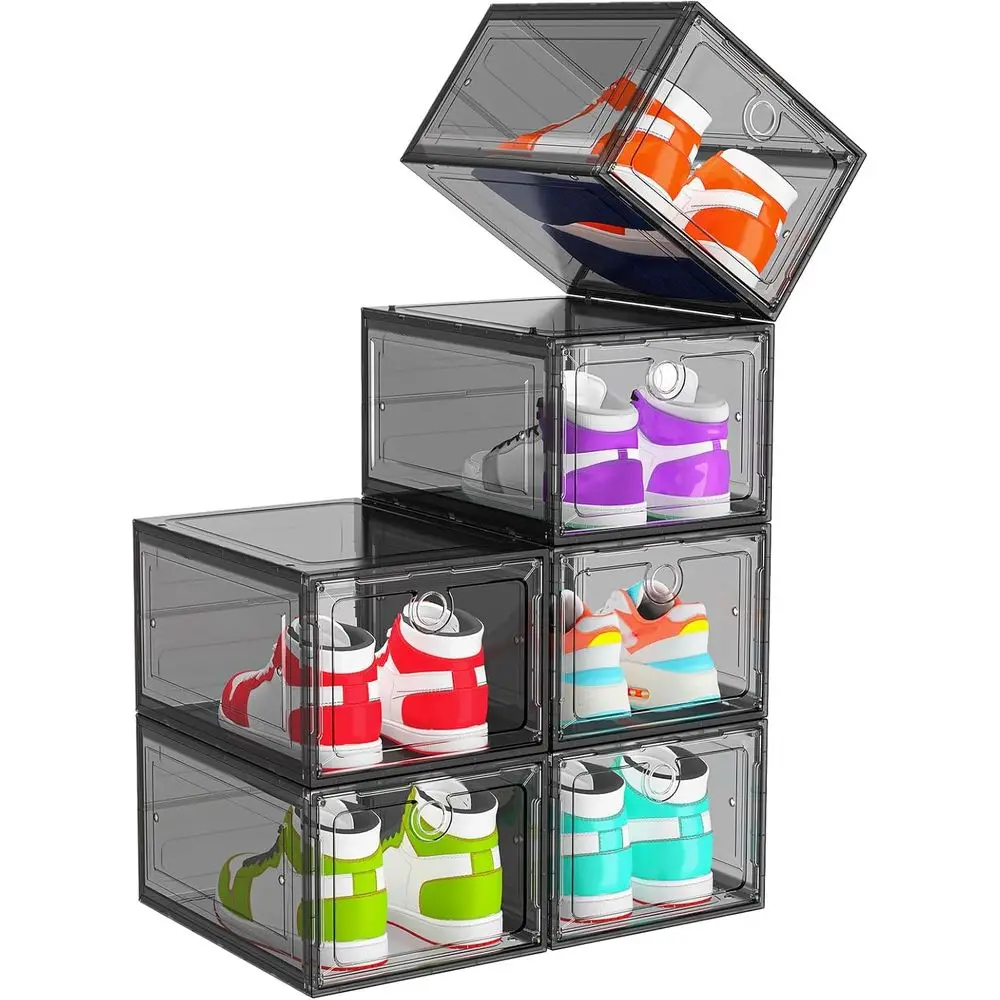 Space-Saving Shoe Organizer with Magnetic Door, Clear Boxes for Shoe Storage, Black
Space-Saving Shoe Organizer with Magnetic Door, Clear Boxes for Shoe Storage, Black