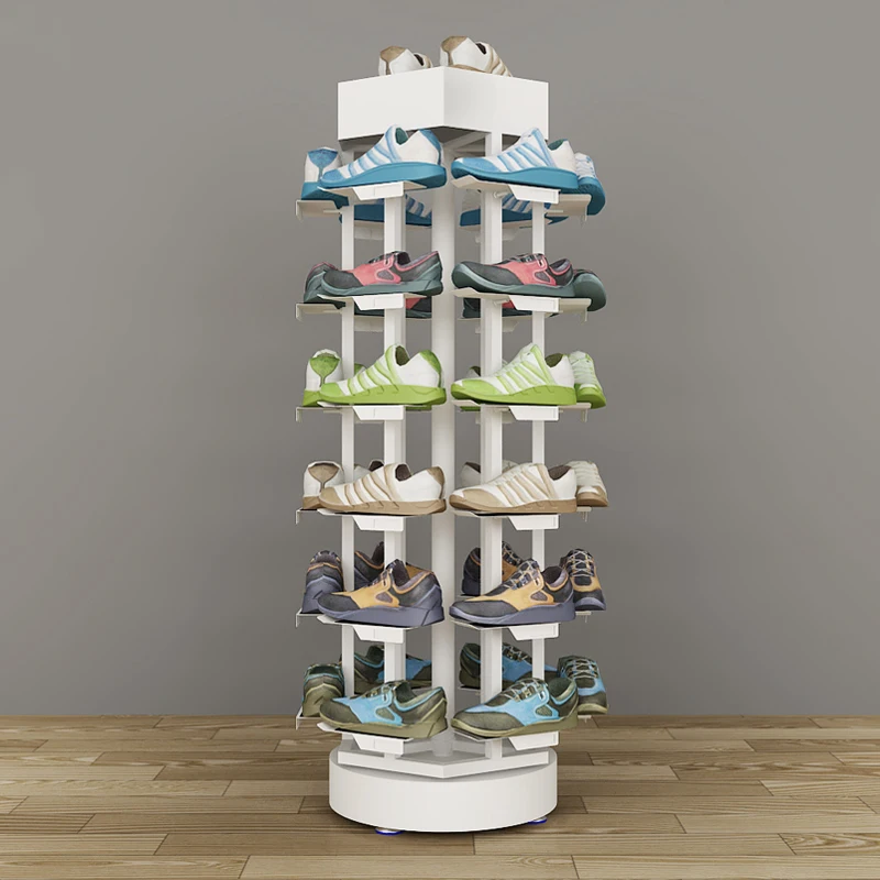Shoe store movable display rack wrought iron gold simple metal white shoe rack rotatable display
Shoe store movable display rack wrought iron gold simple metal white shoe rack rotatable display