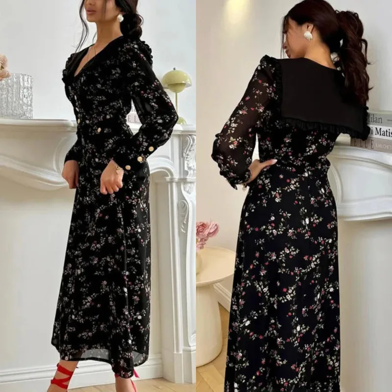 Elegant 2025 Vintage Floral Print Dress For Women Long Sleeve Ankle Length Slim Fit Classic Lapel Patchwork Office Lady Style
Elegant 2025 Vintage Floral Print Dress For Women Long Sleeve Ankle Length Slim Fit Classic Lapel Patchwork Office Lady Style