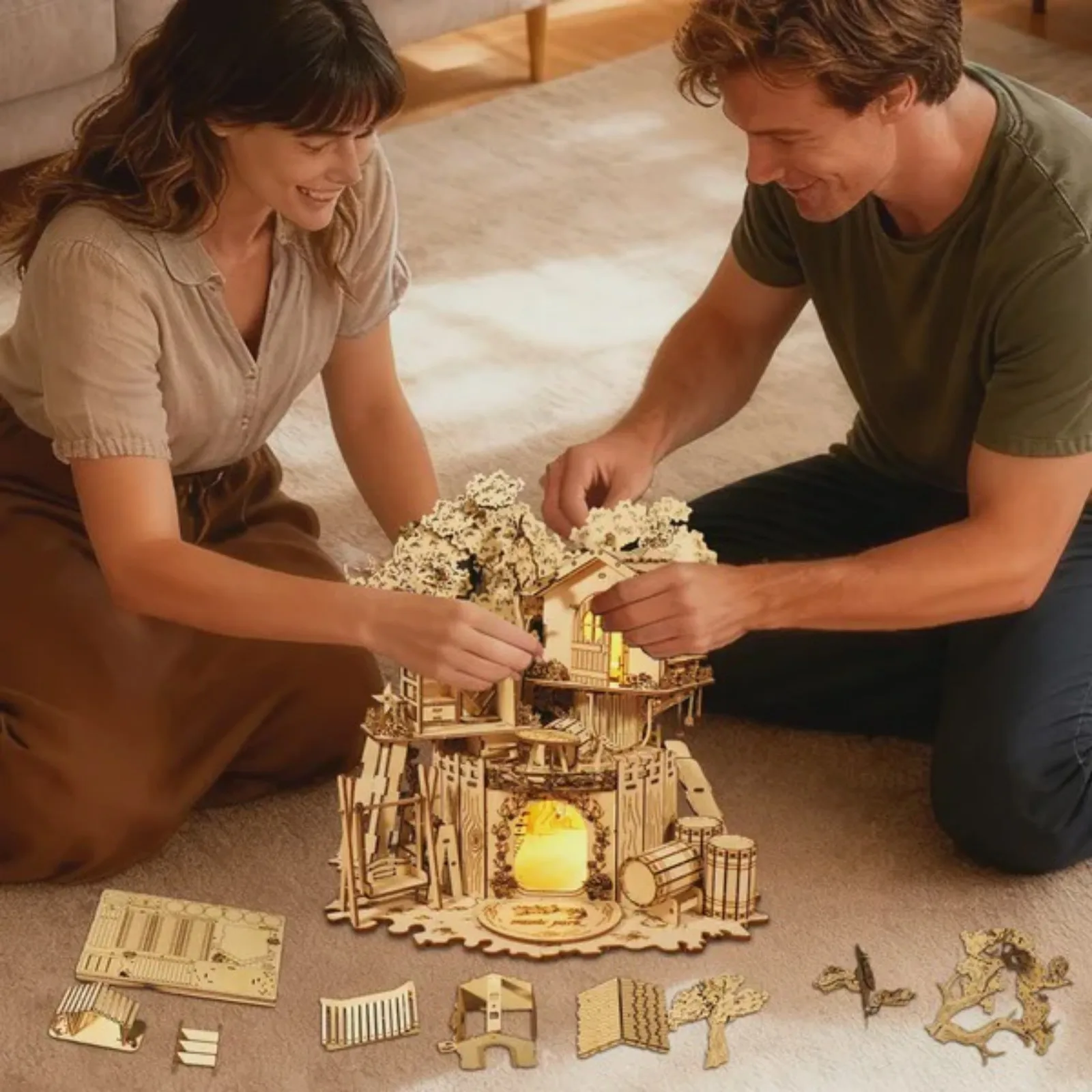 3D Wooden Puzzle Tree House With Light Handmade Crafts Assembly Model Kits Creative Decoration Birthday and Christmas Gifts
3D Wooden Puzzle Tree House With Light Handmade Crafts Assembly Model Kits Creative Decoration Birthday and Christmas Gifts
