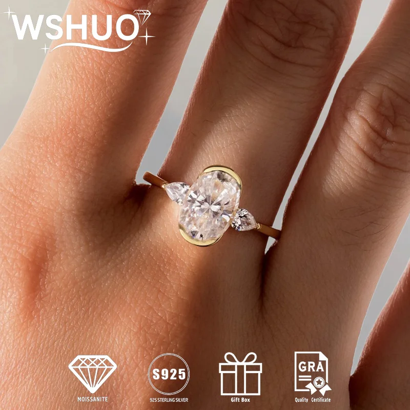 WSHUO S925 Sterling Silver Womens Ring 2.5ct Oval Cut Moissanite Plated 18K Gold Ring High End Jewelry Gift GRA Certification
WSHUO S925 Sterling Silver Womens Ring 2.5ct Oval Cut Moissanite Plated 18K Gold Ring High End Jewelry Gift GRA Certification