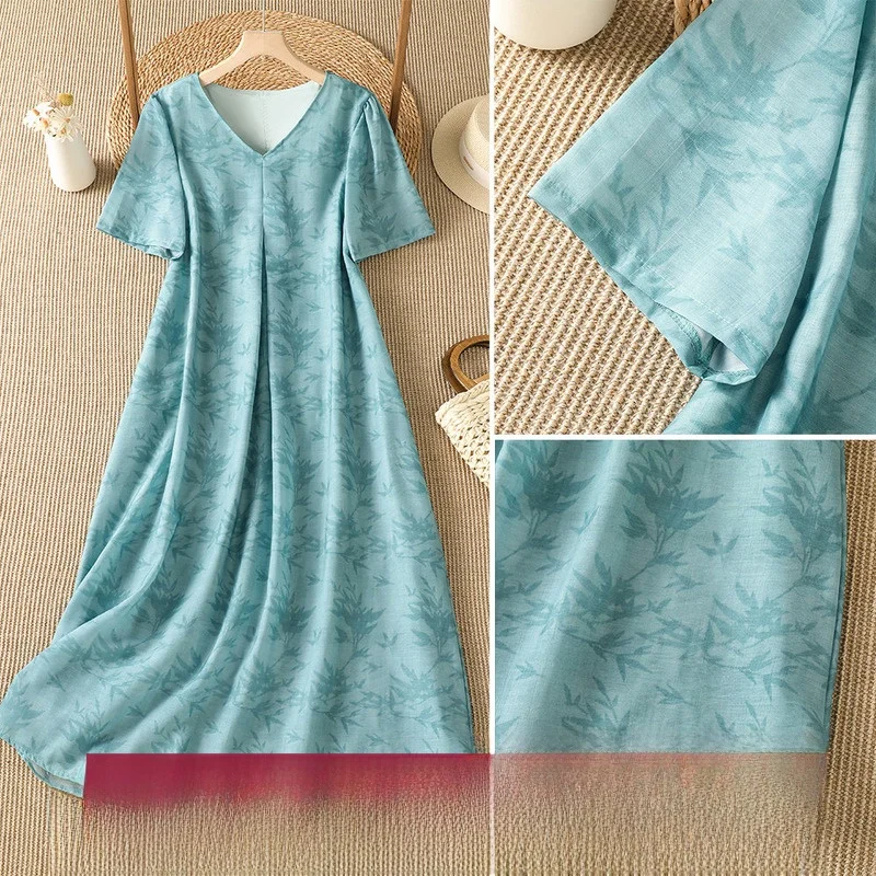V-Neck Embroidered Texture Women's Dress Summer Beach Vacation Style Slimming High Waist Knee-Length Thin Casual Loose Fit
V-Neck Embroidered Texture Women's Dress Summer Beach Vacation Style Slimming High Waist Knee-Length Thin Casual Loose Fit