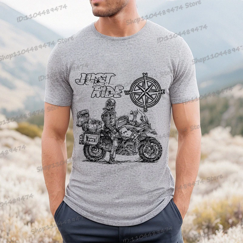 Just Ride Motorcycle GS Adventure with Compass Print T Shirt Men Fashion Summer T-shirts Street Style Motorcycle Men Tees
Just Ride Motorcycle GS Adventure with Compass Print T Shirt Men Fashion Summer T-shirts Street Style Motorcycle Men Tees