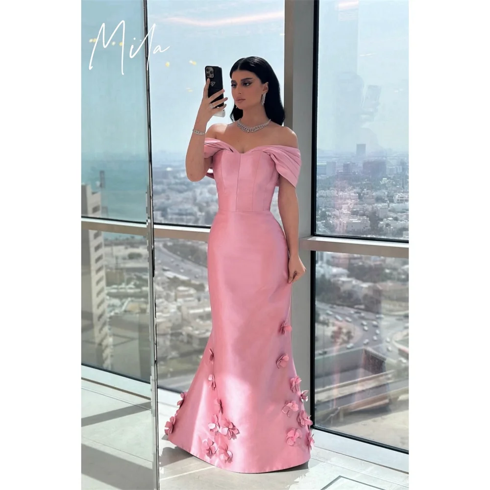Mila Pink Off Shoulder Customized Party Dresses Chic Short Sleeve 3D Flower Prom Dresses Elegant Zip Court Train Evening Dresses
Mila Pink Off Shoulder Customized Party Dresses Chic Short Sleeve 3D Flower Prom Dresses Elegant Zip Court Train Evening Dresses