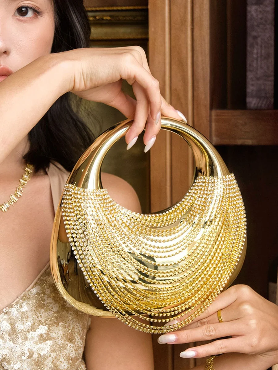 Elegant Acrylic Moon Shaped Clutch Crossbody Bag with Chain Diamond for Dinner Casual Simple Style Handbag by UGALS
Elegant Acrylic Moon Shaped Clutch Crossbody Bag with Chain Diamond for Dinner Casual Simple Style Handbag by UGALS