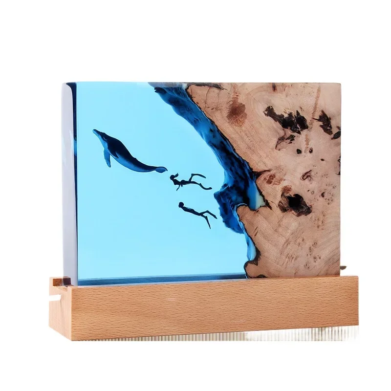 Ocean micro-landscape Epoxy resin night light, solid wood desktop ornament
Ocean micro-landscape Epoxy resin night light, solid wood desktop ornament