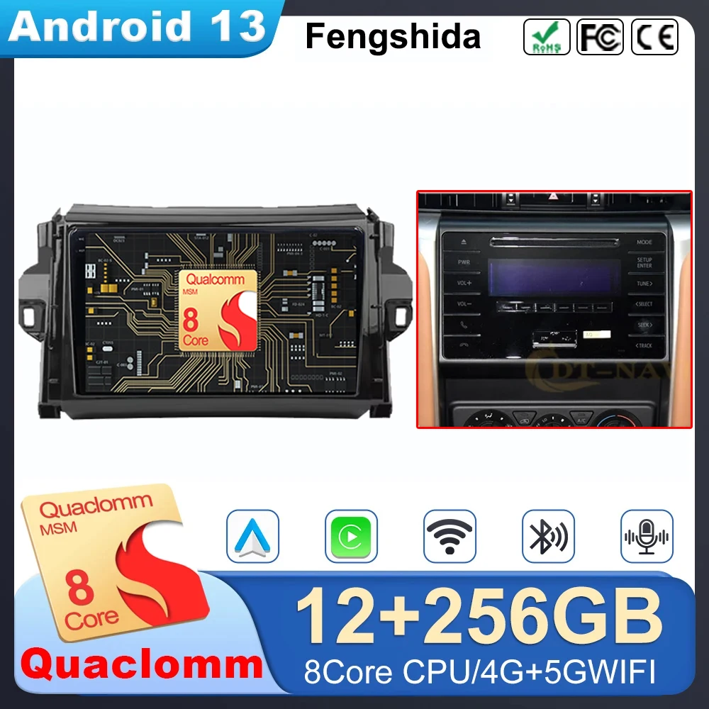 Android13 Car Radio DVD For Toyota Fortuner 2 2015 - 2020 Stereo Head Unit Multimedia Player GPS Navigation Touch QLED Screen BT
Android13 Car Radio DVD For Toyota Fortuner 2 2015 - 2020 Stereo Head Unit Multimedia Player GPS Navigation Touch QLED Screen BT