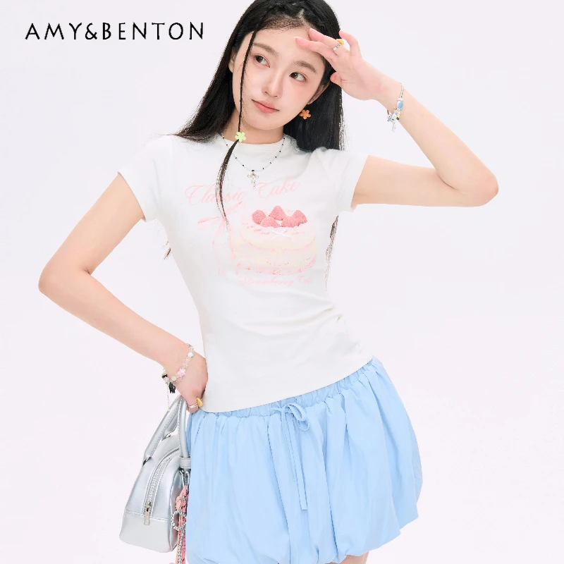 Japanese Design White Fruit Cake Sweet Cool Hot Girls Short-sleeved T-shirt 2025 Summer New Slimming Thin Short T-shirts Ladies
Japanese Design White Fruit Cake Sweet Cool Hot Girls Short-sleeved T-shirt 2025 Summer New Slimming Thin Short T-shirts Ladies