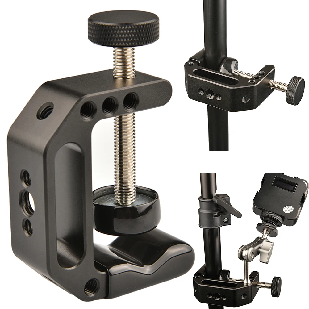 2 Pcs C Clamp Multi Functional Adapter with 1/4inch-20 & 3/8inch-16 Thread Hole Aluminum Alloy Desktop Mount Holder Stand
2 Pcs C Clamp Multi Functional Adapter with 1/4inch-20 & 3/8inch-16 Thread Hole Aluminum Alloy Desktop Mount Holder Stand