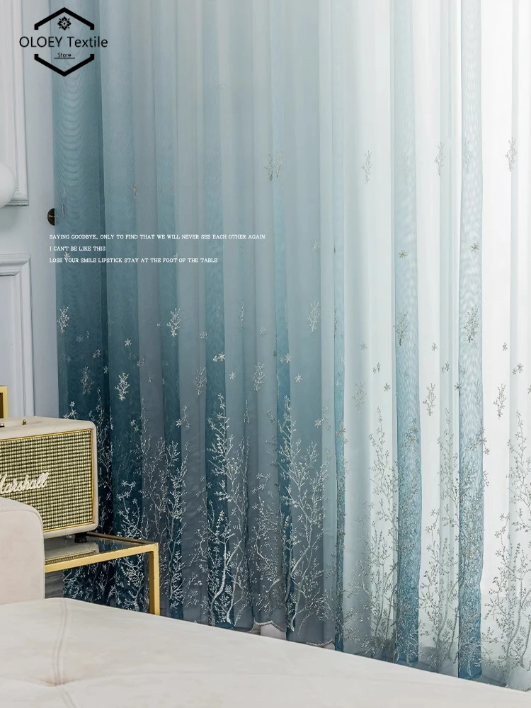French Voile Sheer Curtains Light-Diffusing Embroidered Florals Tulle Gradient Green Luxury for Living Room Bedroom Custom Decor
French Voile Sheer Curtains Light-Diffusing Embroidered Florals Tulle Gradient Green Luxury for Living Room Bedroom Custom Decor