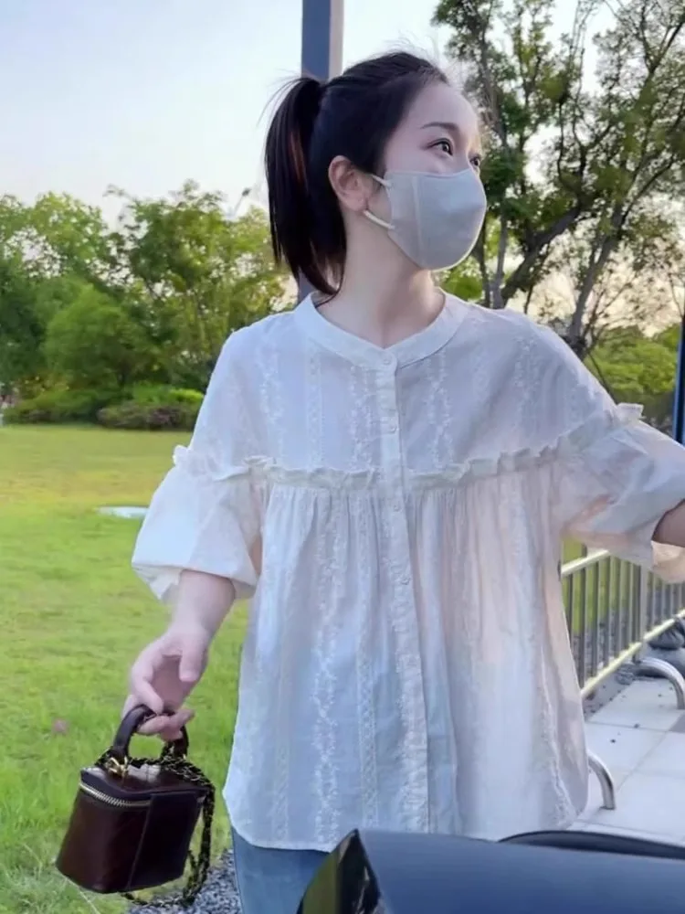 Wooden Collar Short Sleeve Women's Shirt Doll Style Light Maturity Design Sense Top Korean Loose Fit round Neck Polyeste...
Wooden Collar Short Sleeve Women's Shirt Doll Style Light Maturity Design Sense Top Korean Loose Fit round Neck Polyeste...