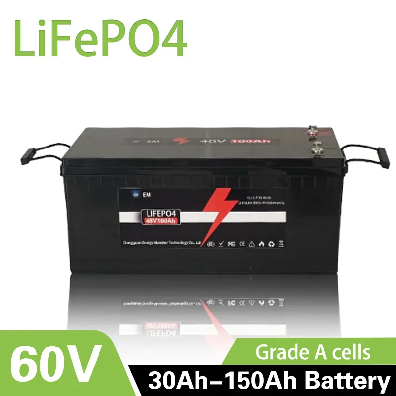 60V 30Ah 40Ah 50Ah 60Ah 70Ah 80Ah 90Ah 100Ah Lithium LiFePO4 Battery For 1800W 3000W Two rounds Golf cart Four wheels RV
60V 30Ah 40Ah 50Ah 60Ah 70Ah 80Ah 90Ah 100Ah Lithium LiFePO4 Battery For 1800W 3000W Two rounds Golf cart Four wheels RV