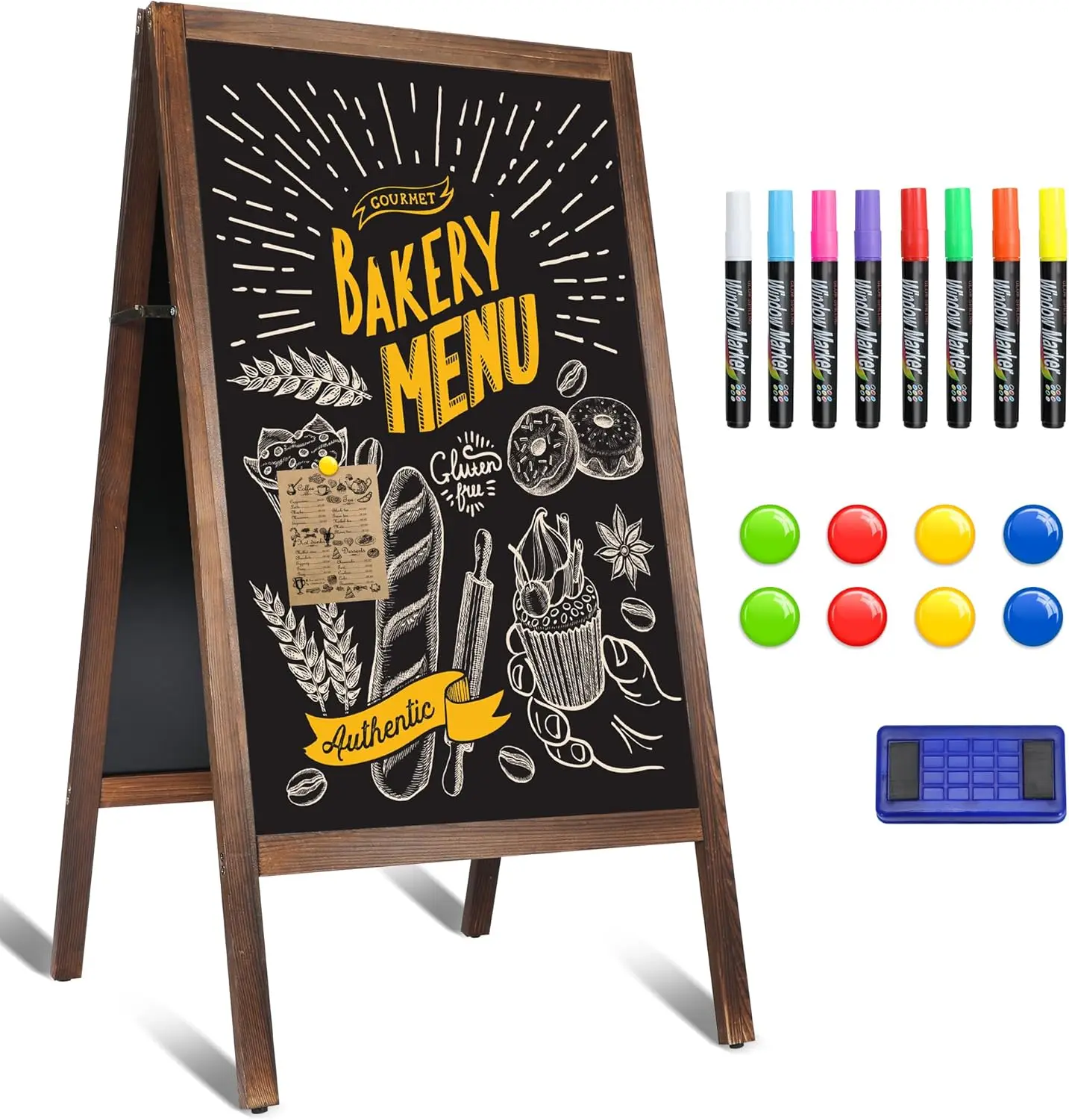 40x20 Inch A-Frame Chalkboard Sign with Magnetic Surface, Wooden Double-Sided Easel for Restaurants & Events
40x20 Inch A-Frame Chalkboard Sign with Magnetic Surface, Wooden Double-Sided Easel for Restaurants & Events