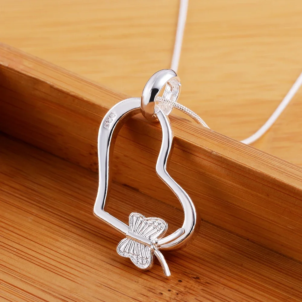 925 Sterling Silver Pretty Heart butterfly Pendant Necklace For Women high quality fashion wedding party Jewelry Christmas gifts
925 Sterling Silver Pretty Heart butterfly Pendant Necklace For Women high quality fashion wedding party Jewelry Christmas gifts