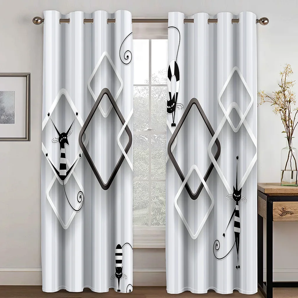 Abstract Geometric Rhombic Funny Cat Modern Drape Two Thin Window Curtains for Living Room Bedroom Decor 2 Pieces
Abstract Geometric Rhombic Funny Cat Modern Drape Two Thin Window Curtains for Living Room Bedroom Decor 2 Pieces