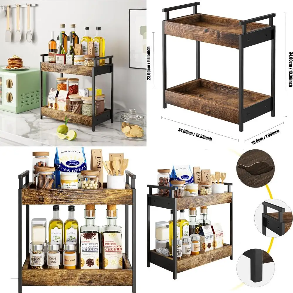 2-Tier Wooden Coffee Bar Organizer Shelf for Kitchen & Home, Condiment Storage, Brown
2-Tier Wooden Coffee Bar Organizer Shelf for Kitchen & Home, Condiment Storage, Brown