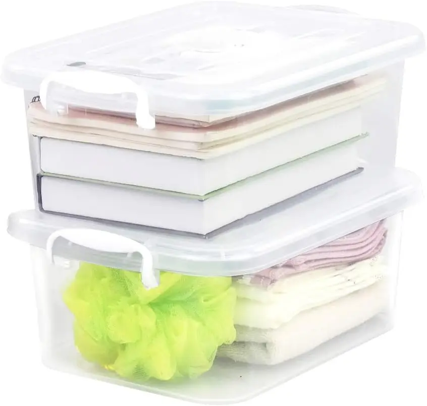 Clear Plastic Storage Boxes with Lids and Handles, 2 Packs, 8 Quart
Clear Plastic Storage Boxes with Lids and Handles, 2 Packs, 8 Quart