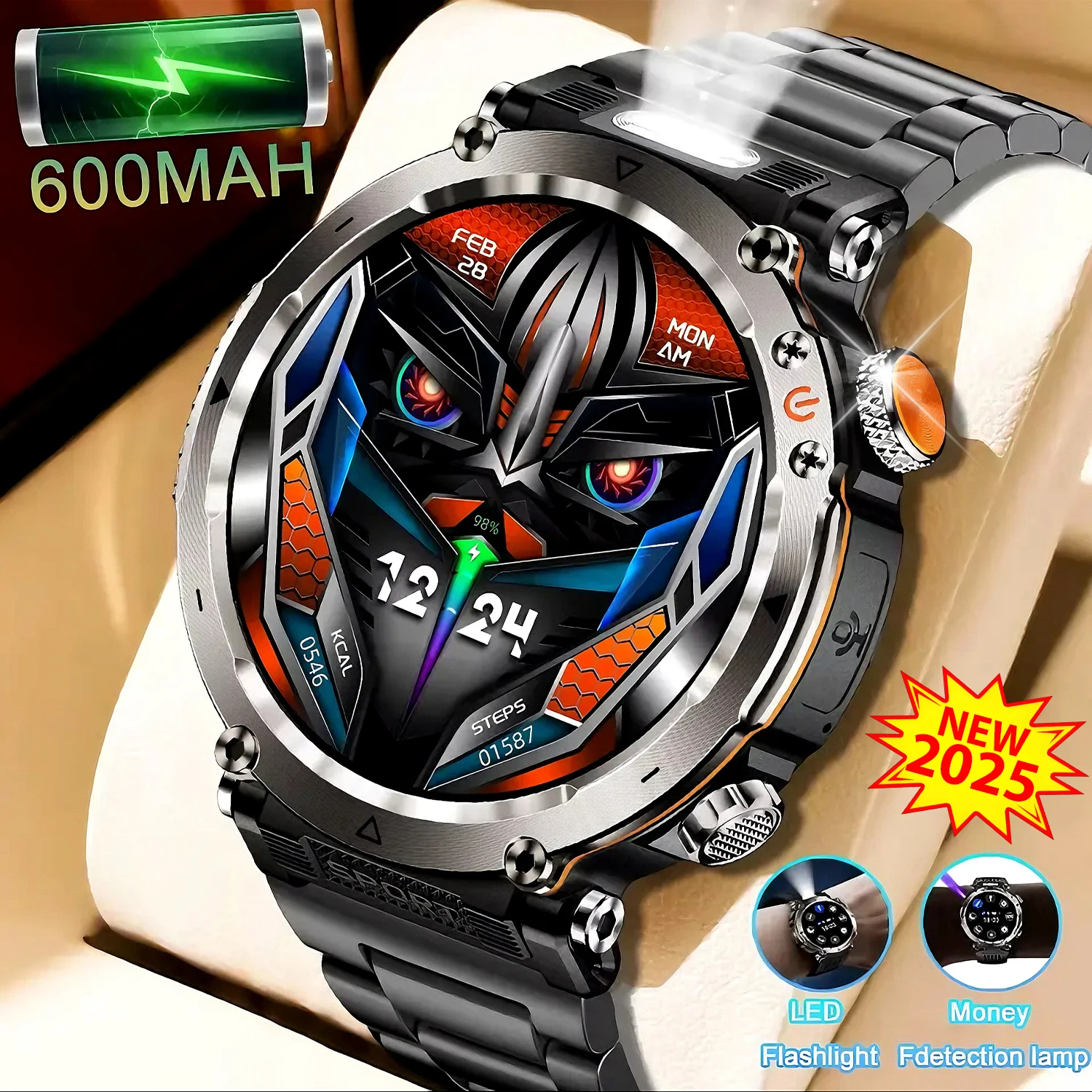 2025New Military Smart Watch Men Compass LED Flashlight HD Screen 600mAh large Battery Health monitor Sport BT Call Smartwatch
2025New Military Smart Watch Men Compass LED Flashlight HD Screen 600mAh large Battery Health monitor Sport BT Call Smartwatch