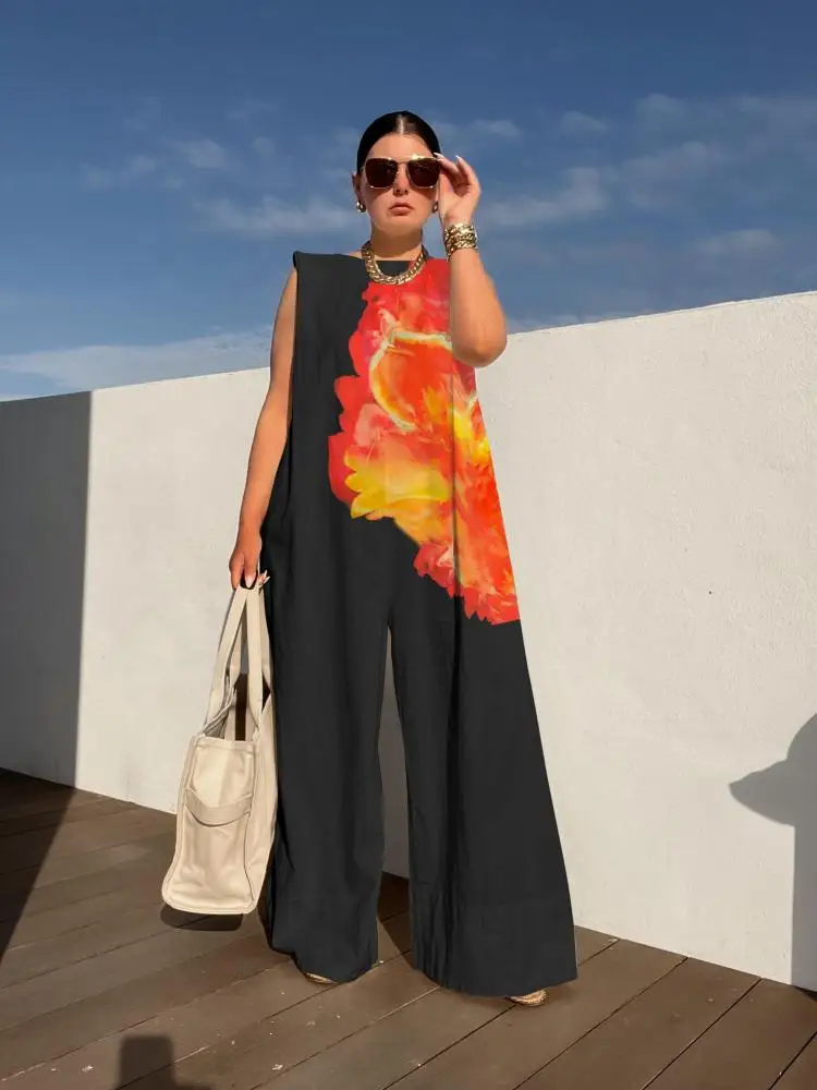 Missuoo Women's Oversized Streetwear Jumpsuit Floral Printed Round Neck Sleeveless Wide Leg Overalls Summer Casual Outfits
Missuoo Women's Oversized Streetwear Jumpsuit Floral Printed Round Neck Sleeveless Wide Leg Overalls Summer Casual Outfits