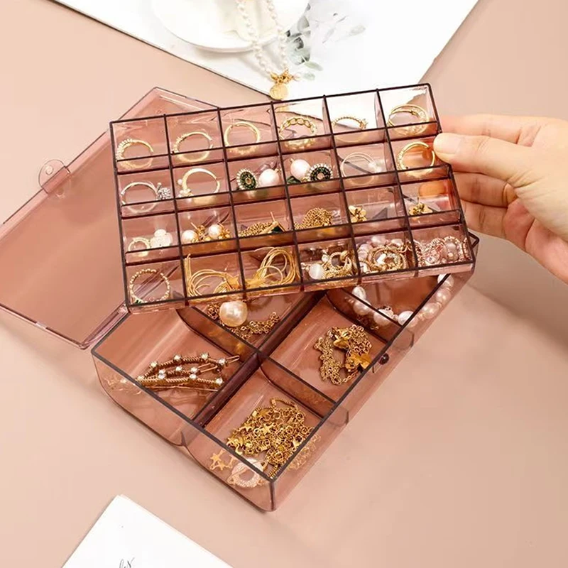 Jewelry Box Dustproof Jewelry Storage Box Earring Earring Necklace Storage Rack Portable Multi-compartment Display Stand