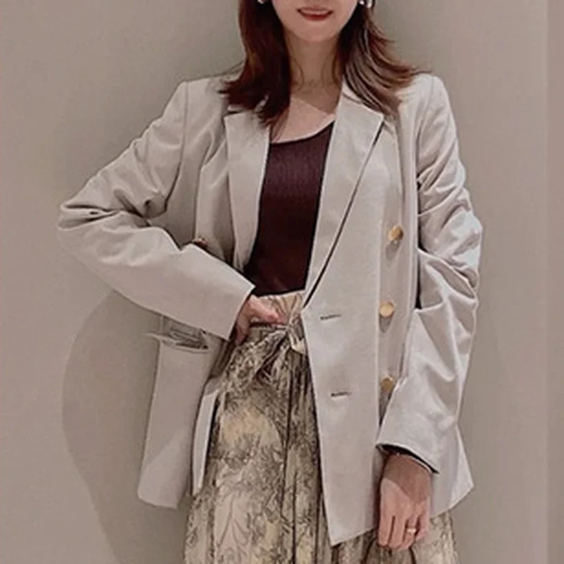 Japanese 2022 Spring New Women Blazers Elegant Sweet Tops Cool Solid Lapel Double Breasted pocket Long Sleeve Jackets
Japanese 2022 Spring New Women Blazers Elegant Sweet Tops Cool Solid Lapel Double Breasted pocket Long Sleeve Jackets
