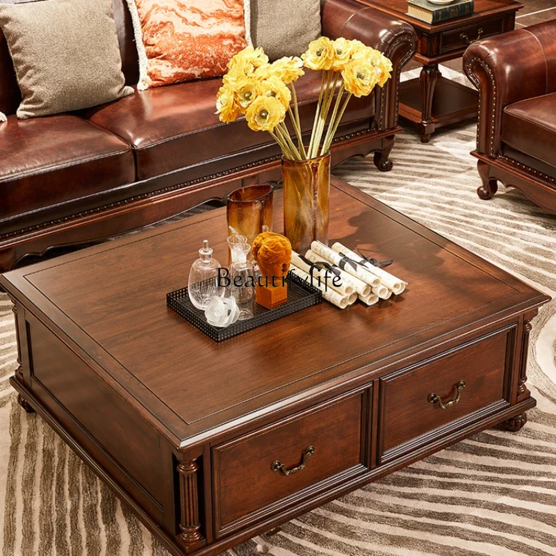 LD33*American all-solid wood coffee table North American cherry wood tea table four drawers storage
LD33*American all-solid wood coffee table North American cherry wood tea table four drawers storage