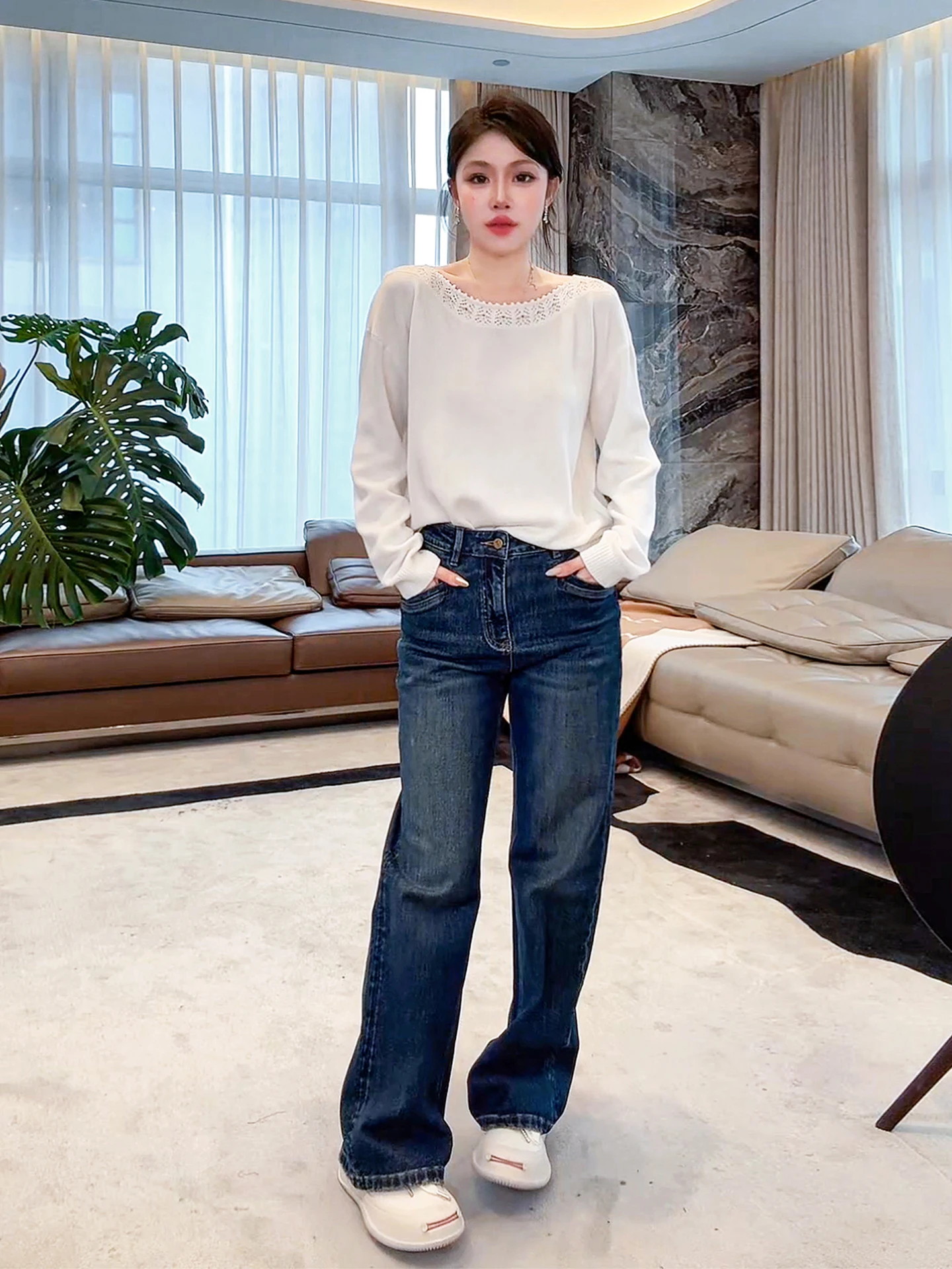 Свободный повседневный вязаный шерстяной свитер с ажурным узором, базовый топ для женщин от Old Yang's Private Label ME Little Flower
Свободный повседневный вязаный шерстяной свитер с ажурным узором, базовый топ для женщин от Old Yang's Private Label ME Little Flower