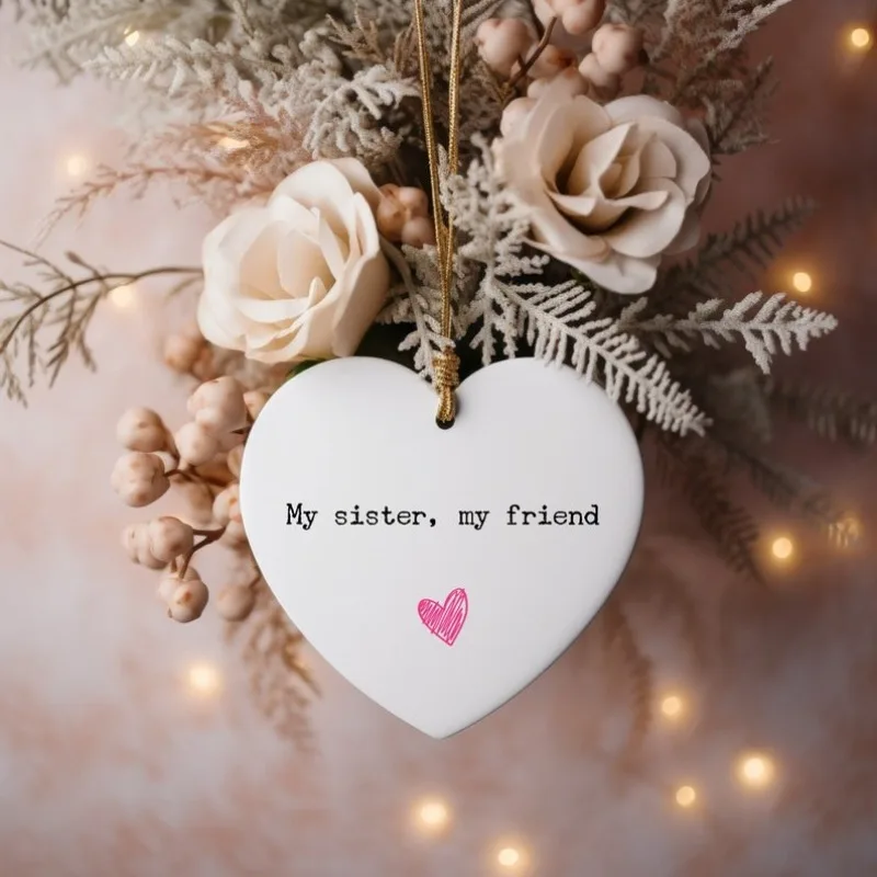 A pink heart-shaped acrylic souvenir with the theme of "My Sister, My Friend" pendant decoration
A pink heart-shaped acrylic souvenir with the theme of "My Sister, My Friend" pendant decoration