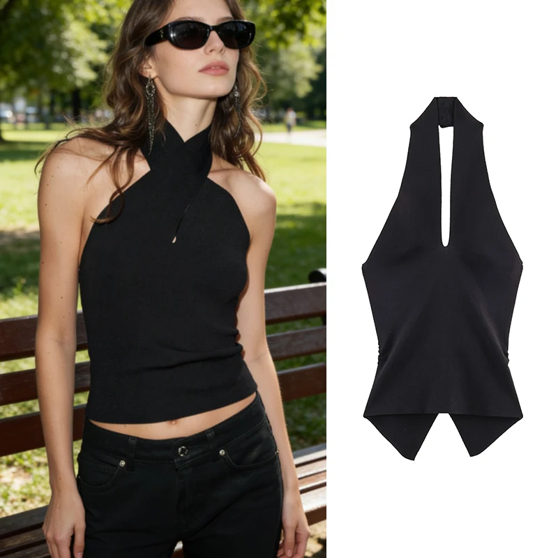 Hanging Neck Knit Blouse Tops Summer Women's 2026 New Fashion Elastic Slim Women's Nightclubs Sexy Blouse Young Chic Travel Tops
Hanging Neck Knit Blouse Tops Summer Women's 2026 New Fashion Elastic Slim Women's Nightclubs Sexy Blouse Young Chic Travel Tops