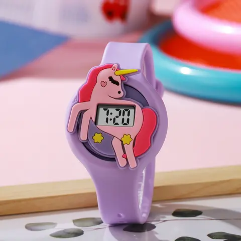 Cute Trendy Cartoon Pink Unicorn Creative Electronic Watch, Suitable for Christmas and Halloween Gift Giving