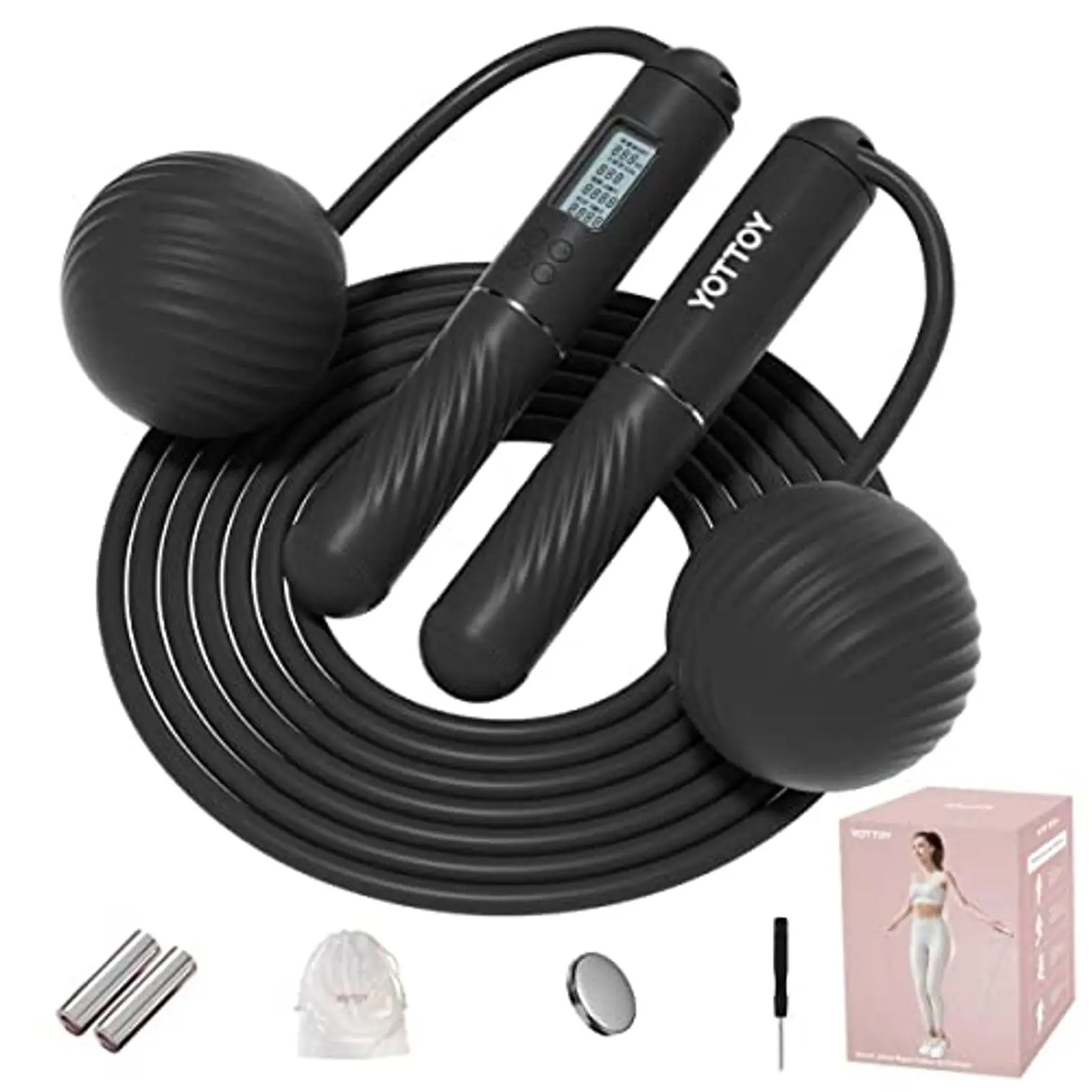 Cordless Jump Rope with Counter Weighted Ball Large LCD Display Skipping Rope for Women Adults Home Gym
Cordless Jump Rope with Counter Weighted Ball Large LCD Display Skipping Rope for Women Adults Home Gym