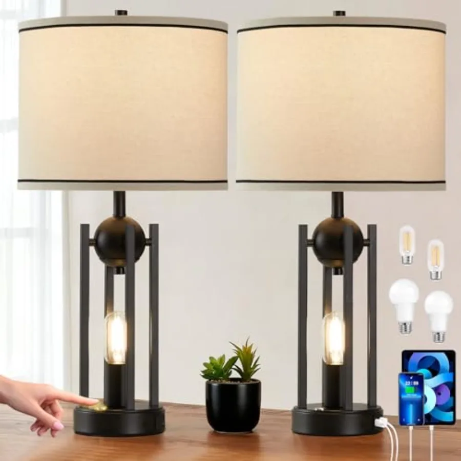 25'' Farmhouse Table Lamps for Living Room Set of 2 with USB C+A Ports Vintage Bedside Lamp for Bedroom Touch Lamps for Nightst
25'' Farmhouse Table Lamps for Living Room Set of 2 with USB C+A Ports Vintage Bedside Lamp for Bedroom Touch Lamps for Nightst