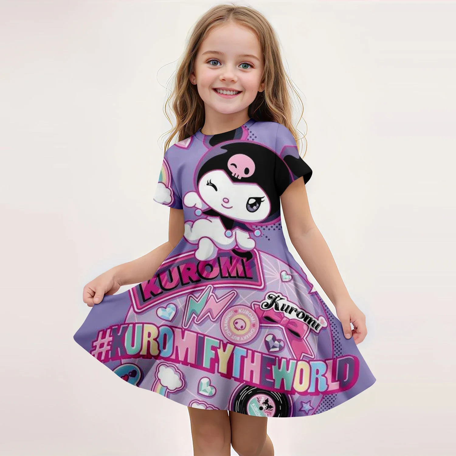 Cartoon Cute Kuromi 3D Print Dress for Children Summer Popular Miniso Children's New Fashion Girl Dress Comfortable Home
Cartoon Cute Kuromi 3D Print Dress for Children Summer Popular Miniso Children's New Fashion Girl Dress Comfortable Home