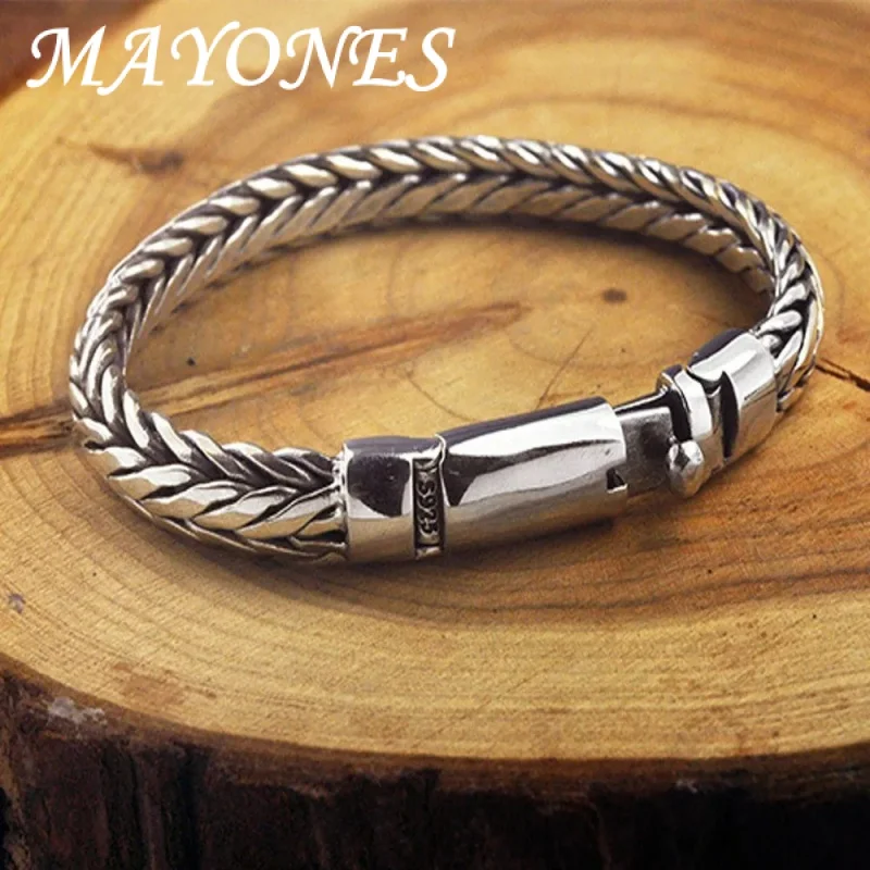MAYONES New Real Solid S925 Pure Silver Hand Woven Vintage Mighty Men Bracelet Birthday Gift
MAYONES New Real Solid S925 Pure Silver Hand Woven Vintage Mighty Men Bracelet Birthday Gift