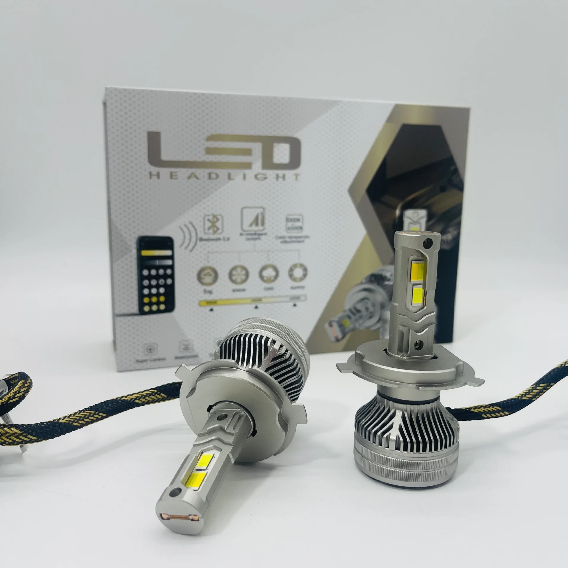 New high-power mobile phone APP control h4 light bulb white and yellow two-color 80W car led headlight 9005 car light
New high-power mobile phone APP control h4 light bulb white and yellow two-color 80W car led headlight 9005 car light