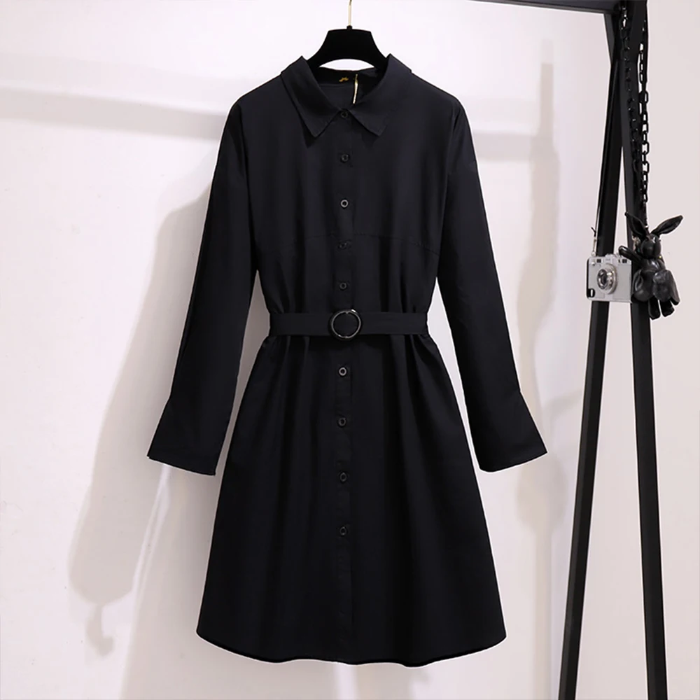 Plus-size women's spring and autumn casual loose long-sleeved shirt dress temperament fashion waist waist waist mid-length dress
Plus-size women's spring and autumn casual loose long-sleeved shirt dress temperament fashion waist waist waist mid-length dress