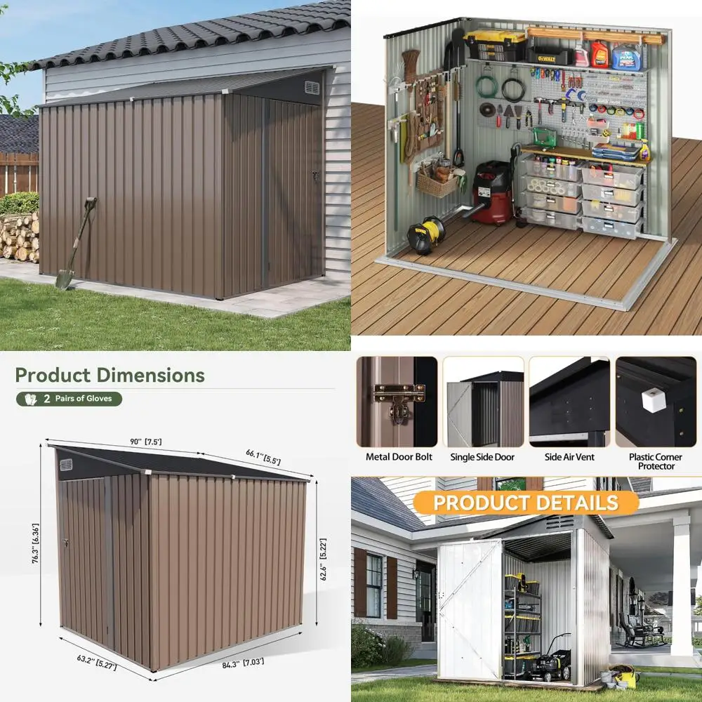 Коричневый уличный металлический навес для хранения вещей с запираемыми дверцами, подходящий для велосипедов и использования в саду
Коричневый уличный металлический навес для хранения вещей с запираемыми дверцами, подходящий для велосипедов и использования в саду