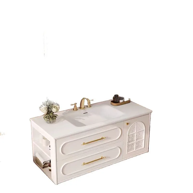 Французский кремовый ветер, шкаф для ванной комнаты из цельного дерева, комбинированный дубовый умывальник для ванной комнаты, умывальник, встроенная керамика 
Французский кремовый ветер, шкаф для ванной комнаты из цельного дерева, комбинированный дубовый умывальник для ванной комнаты, умывальник, встроенная керамика