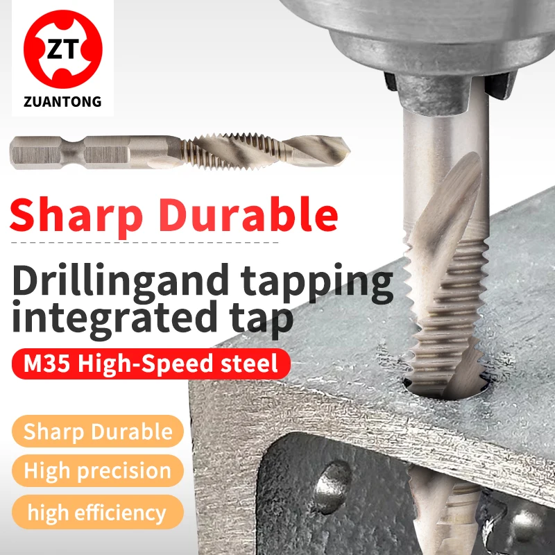 ZUANTONG HSSE-M35 Hex Shank Uncoated Metric Tap Drill Bits Screw Machine Compound Tap M3 M4 M5 M6 M8 M10 M12 Integreted Tap
ZUANTONG HSSE-M35 Hex Shank Uncoated Metric Tap Drill Bits Screw Machine Compound Tap M3 M4 M5 M6 M8 M10 M12 Integreted Tap