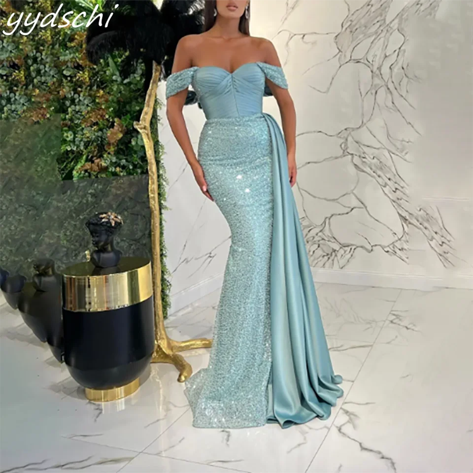 Customized Dusty Blue Glitter Off The Shoulder Sequin Formal Evening Wedding Dresses 2025 Backless Tulle Bridal Gowns For Women
Customized Dusty Blue Glitter Off The Shoulder Sequin Formal Evening Wedding Dresses 2025 Backless Tulle Bridal Gowns For Women