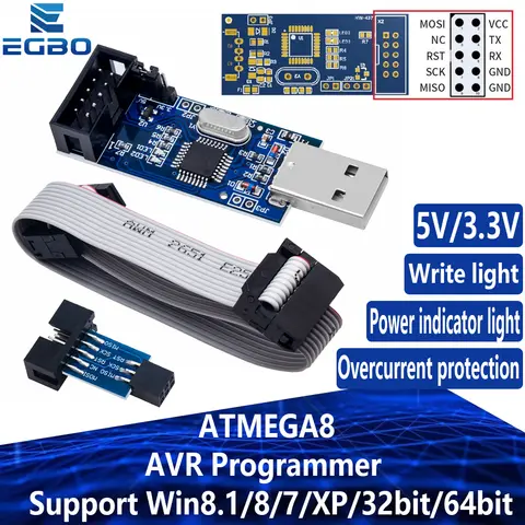 1PCS~5PCS EGBO USBASP USBISP AVR Programmer USB ISP USB ASP ATMEGA8 ATMEGA128 Support Win7 64