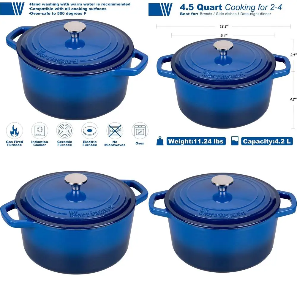 Синяя эмалированная чугунная жаровня объемом 4,5 литра с крышкой и набором для выпечки хлеба на закваске
Синяя эмалированная чугунная жаровня объемом 4,5 литра с крышкой и набором для выпечки хлеба на закваске