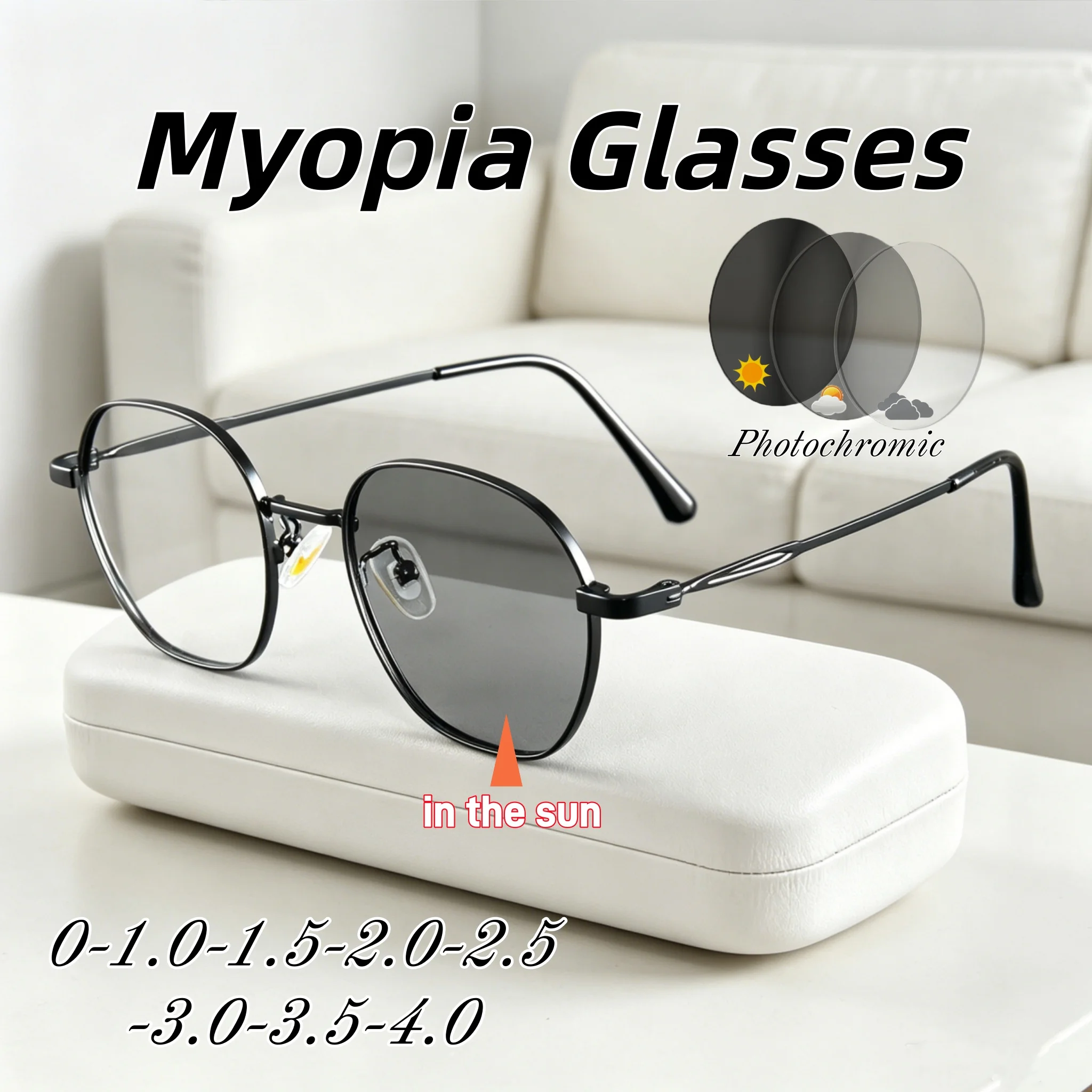 New HD Metal Frame Round Photochromic Myopia Glasses High Quality Ultralight Sun Eyewear Outdoor Sports Near Sight Eyeglasses
New HD Metal Frame Round Photochromic Myopia Glasses High Quality Ultralight Sun Eyewear Outdoor Sports Near Sight Eyeglasses