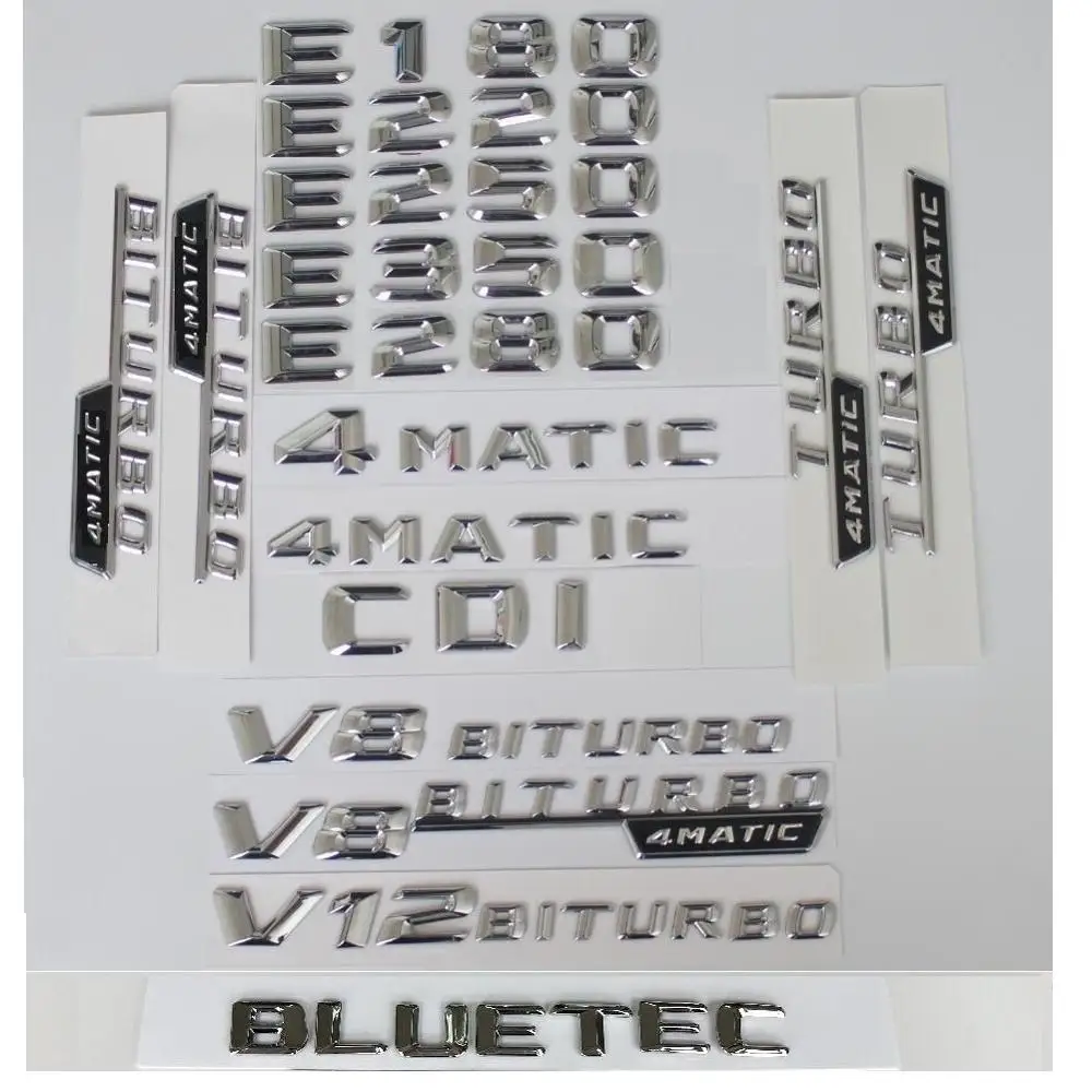 3D Chrome Silver Letters For Mercedes Benz W213 E180 E200 E220 E230 E240 E250 E260 E280 AMG CDI BLUETEC 4MATIC Emblems Symbols
3D Chrome Silver Letters For Mercedes Benz W213 E180 E200 E220 E230 E240 E250 E260 E280 AMG CDI BLUETEC 4MATIC Emblems Symbols