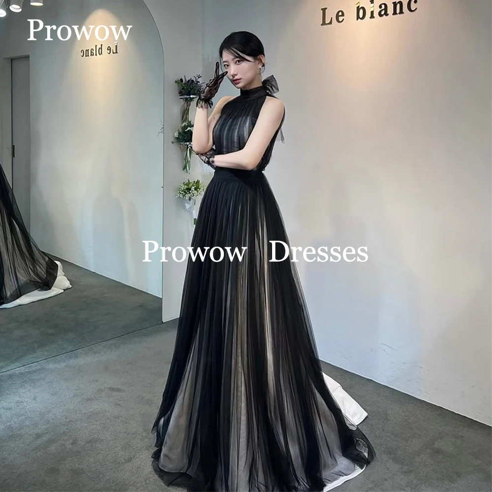Prowow Simple Halter A Line Prom Dresses Korea Photoshoot Pleats Black Tulle Wedding Party Gowns Floor Length Customized Two Set
Prowow Simple Halter A Line Prom Dresses Korea Photoshoot Pleats Black Tulle Wedding Party Gowns Floor Length Customized Two Set