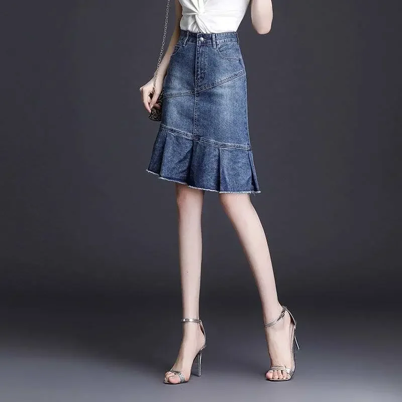 High Waist Blue Woman Denim Skirt Ruffle Stylish Korean Style Clothing Sales Y2k Vintage Casual Aesthetic Jeans Skirts for Women
High Waist Blue Woman Denim Skirt Ruffle Stylish Korean Style Clothing Sales Y2k Vintage Casual Aesthetic Jeans Skirts for Women