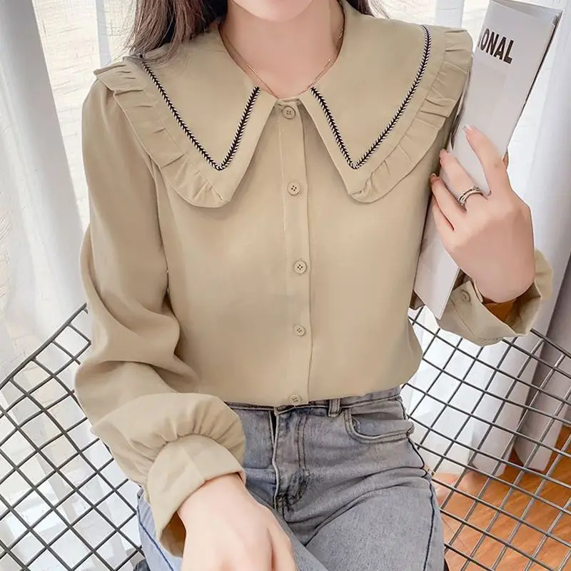 New Fashionable Doll Collar French Style Shirt for Women's Clothing Aging Reduction Western Style Long Sleeve Top Trendy
New Fashionable Doll Collar French Style Shirt for Women's Clothing Aging Reduction Western Style Long Sleeve Top Trendy