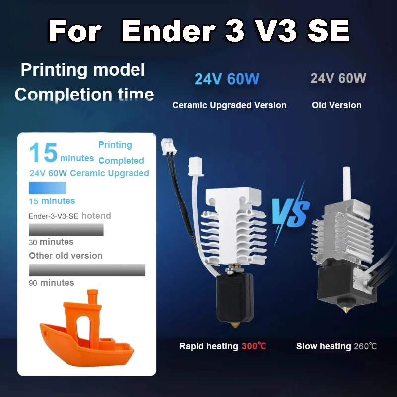 Upgraded Hotend Kit for Creality Ender 3 V3 SE - High Performance Bimetal Heatbreak & Ceramic Heating Rod 3D Printer Parts
Upgraded Hotend Kit for Creality Ender 3 V3 SE - High Performance Bimetal Heatbreak & Ceramic Heating Rod 3D Printer Parts