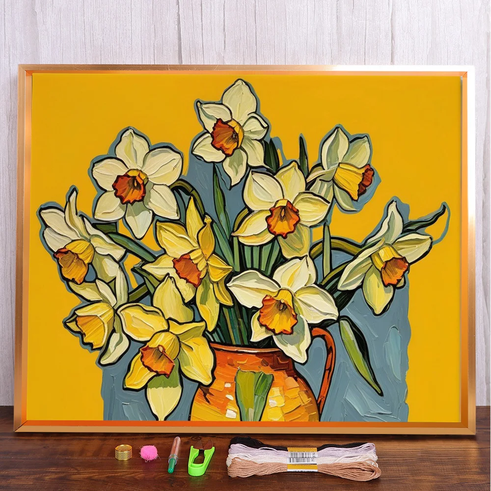 Flowers Narcissus Pre-Printed Cross-Stitch DIY Embroidery Set DMC Threads Craft Handicraft Hobby Handiwork Stamped Floss Design
Flowers Narcissus Pre-Printed Cross-Stitch DIY Embroidery Set DMC Threads Craft Handicraft Hobby Handiwork Stamped Floss Design